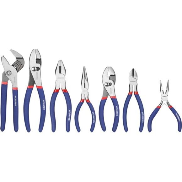 Workpro Pliers Set with Groove Joint, Long Nose, Slip Joint - Picture 1 of 8
